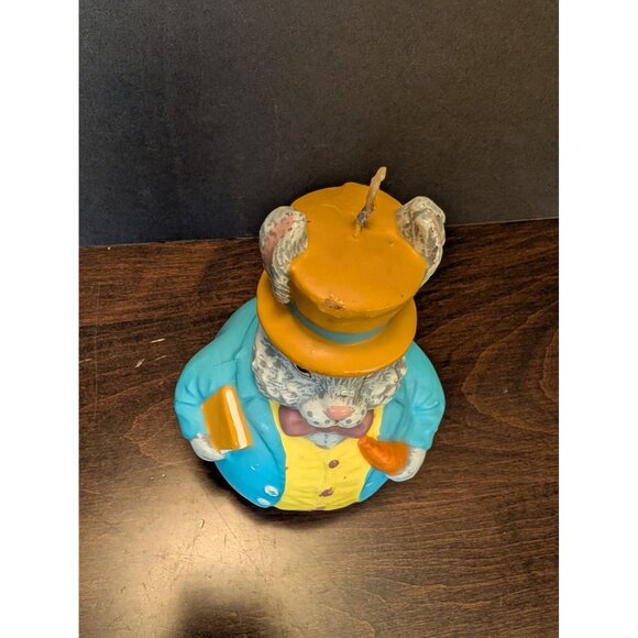 Easter Bunny Decorative Candle With Top Hat & Carrot 5.5" Tall Spring Decor New - Picture 5 of 8